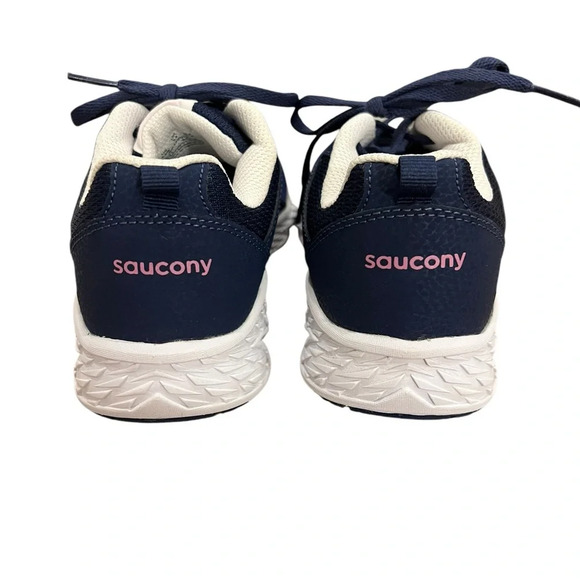 NWOB Saucony Big Kids Wind Lace Up Sneakers in Blue/Pink size 4.5 Wide - Picture 5 of 8